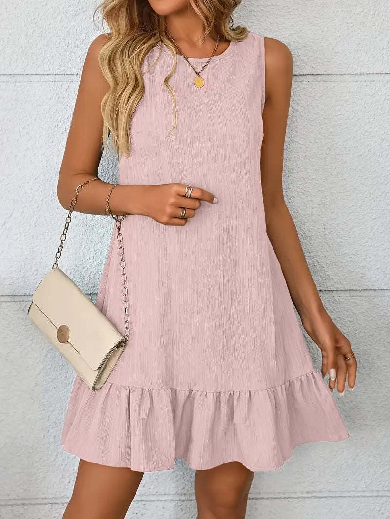 Luna – Sleeveless Dress with Fashionable Ruffle Trim