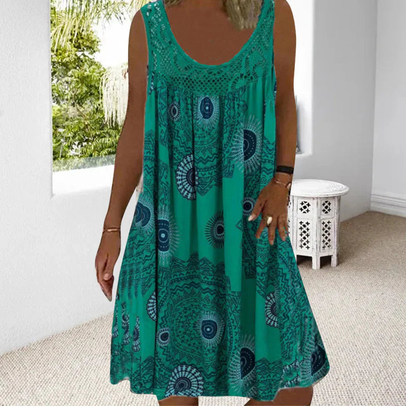 Mallory – Vibrant Boho Print Sleeveless Dress