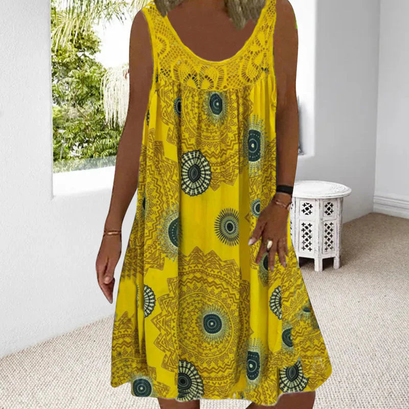 Mallory – Vibrant Boho Print Sleeveless Dress