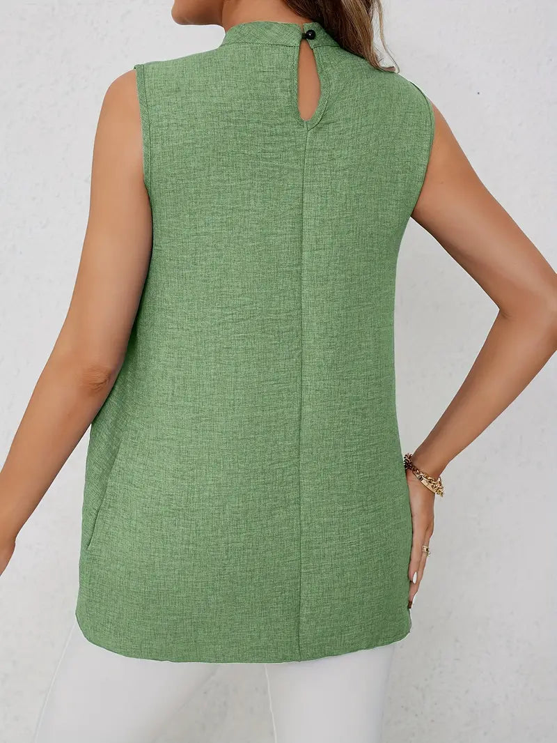 Zyra – Stylish Sleeveless Blouse with High Collar