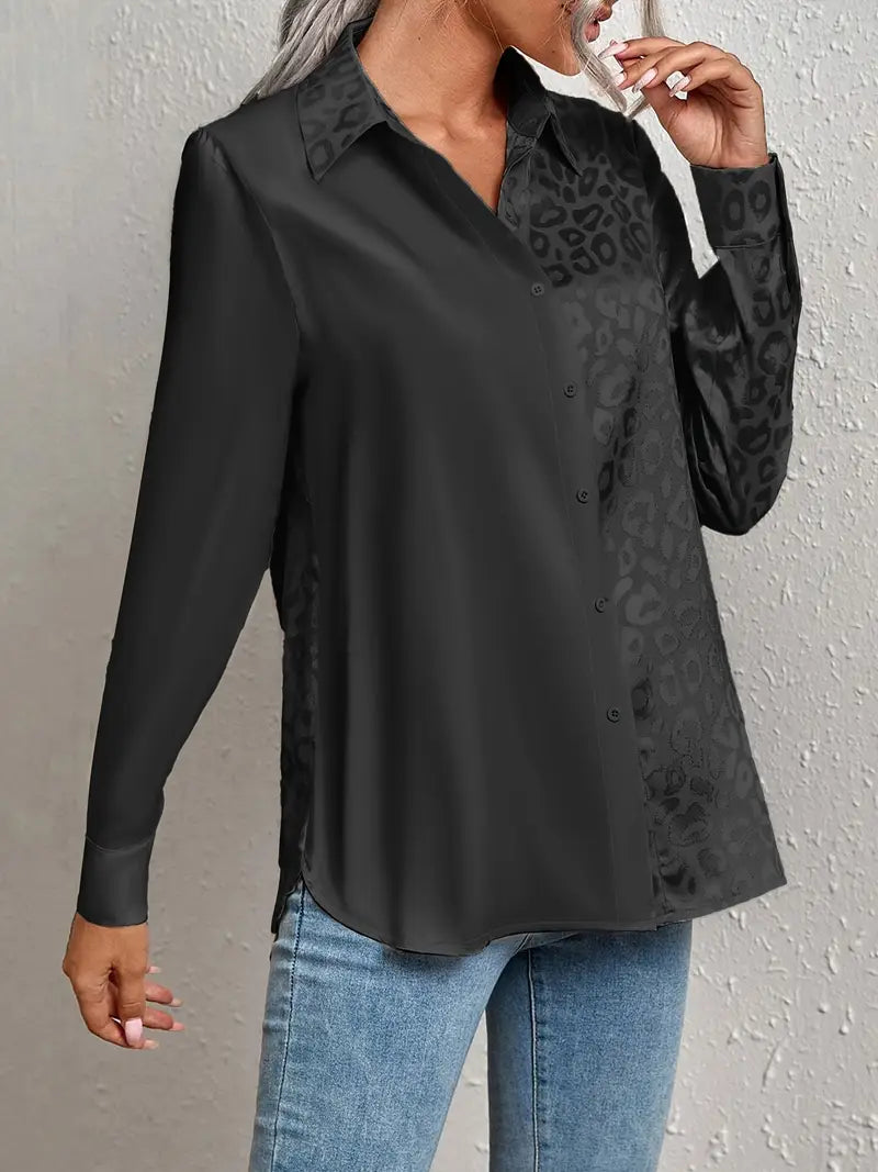 Lenoria – Elegant Satin Button Down Blouse