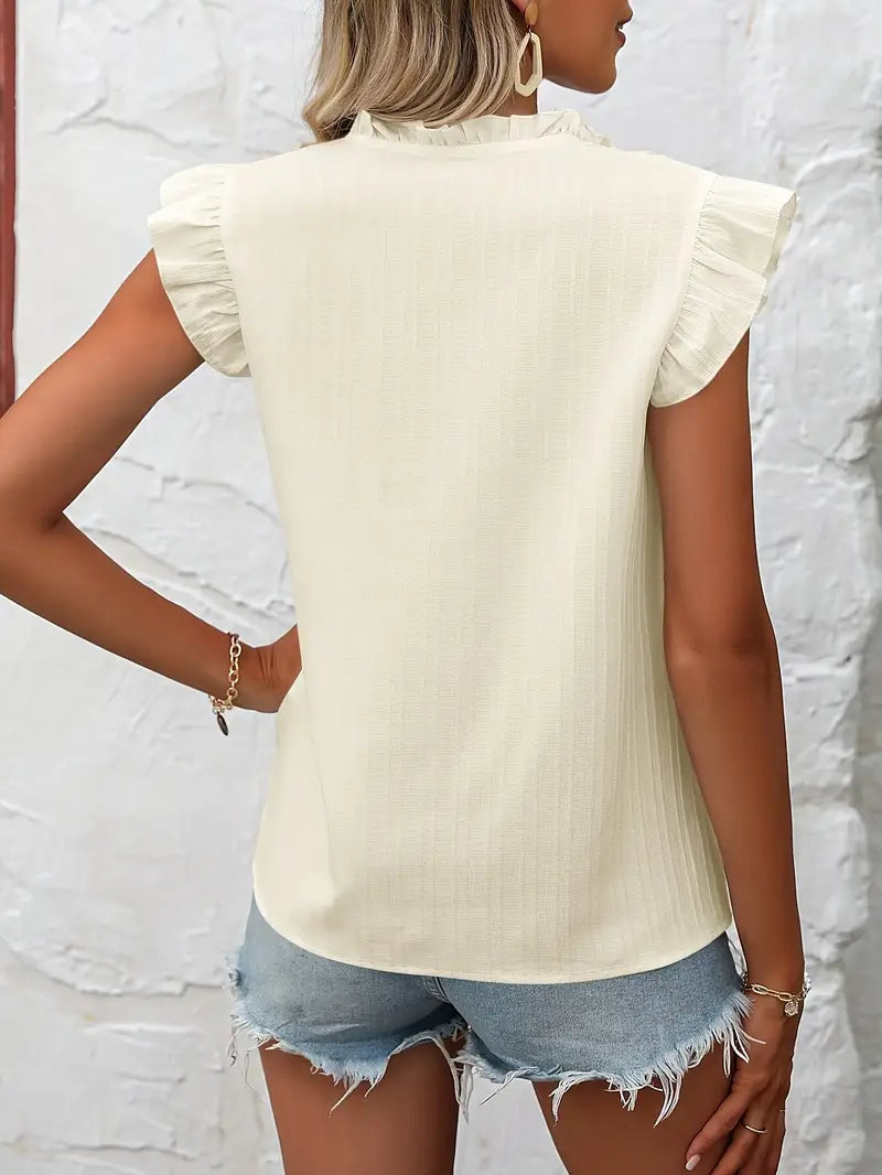Elysia - Vintage Embroidered Ruffle Sleeves Blouse