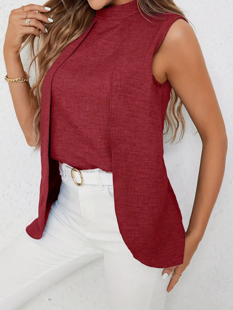 Zyra – Stylish Sleeveless Blouse with High Collar