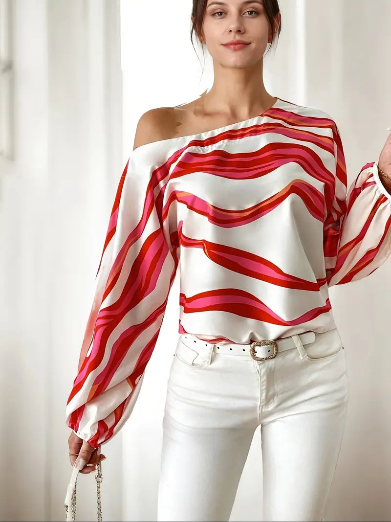 Ivora – Elegant One-shoulder Long-sleeved Blouse