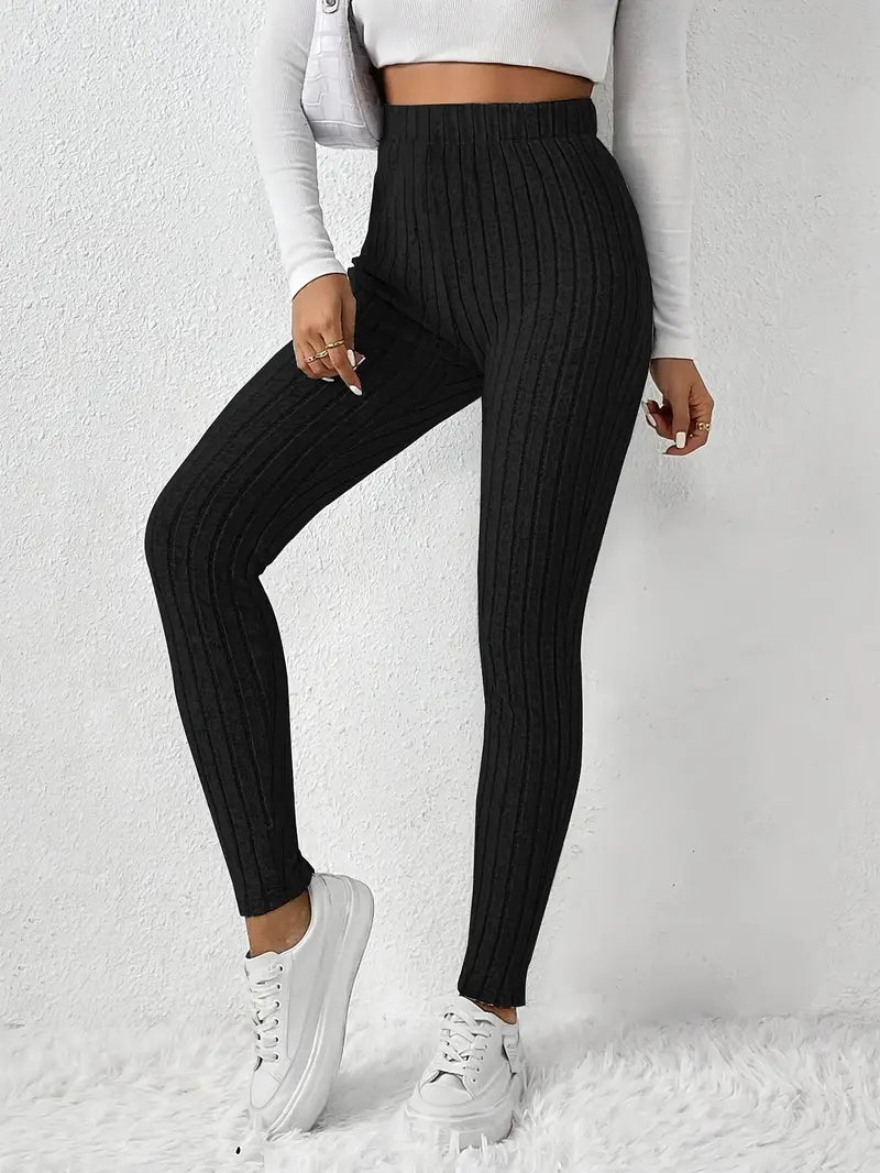 Elvida – High-waisted Ribbed Leggings