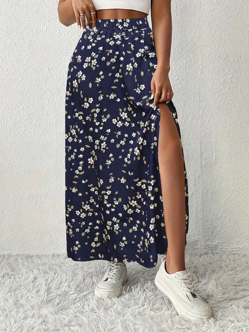 Louvina – Maxi Skirt with Floral Slit