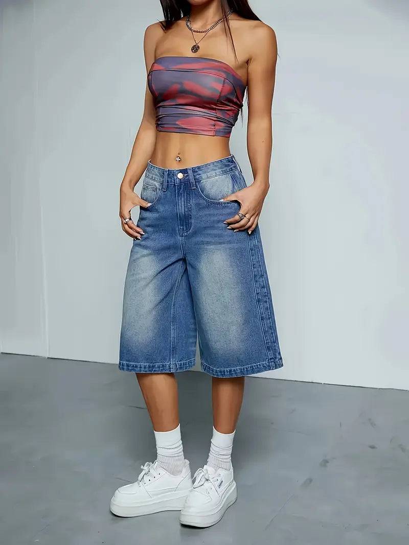 Ravielle – Trendy Cotton Denim Shorts