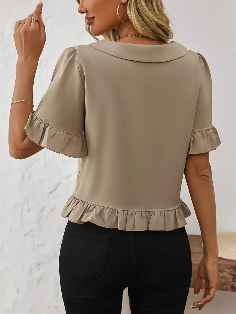 Saphira – Elegant Blouse with Ruffle Trim
