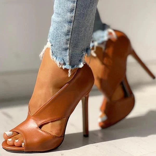 Zyphirae - Stylish Open-Toe Leather Stilettos