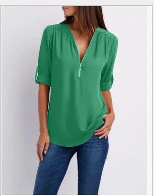 Peony – Stylish Half-zip Blouse