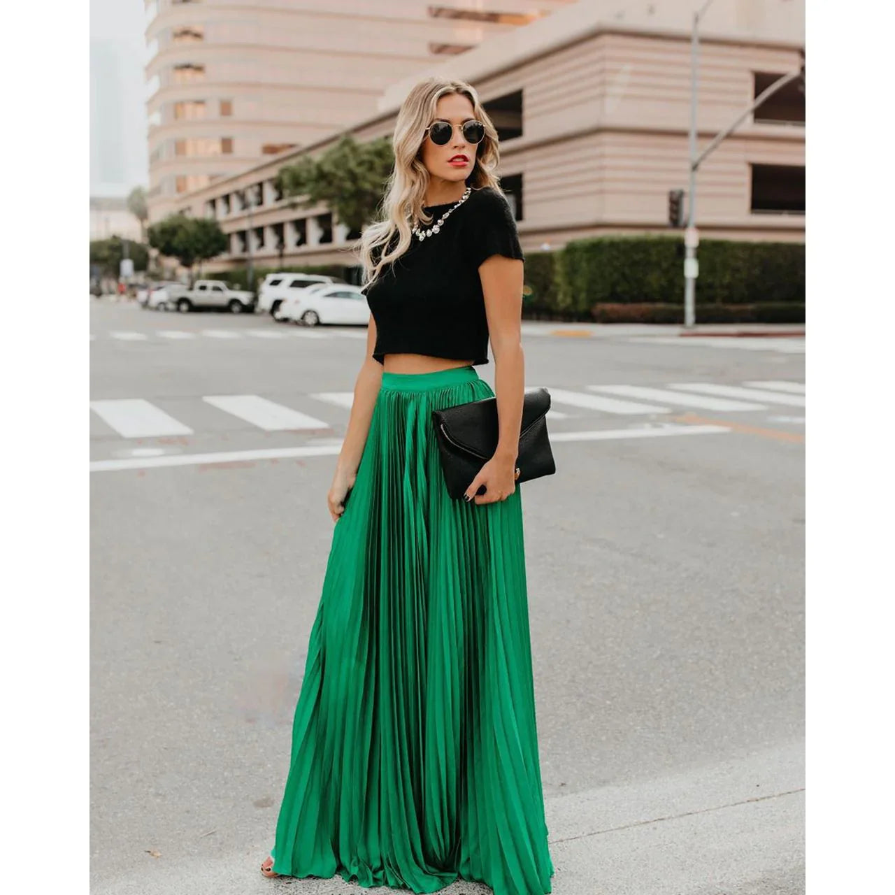 Veluna – Stylish Pleated Maxi Skirt