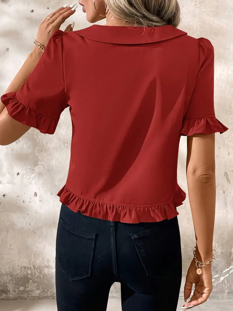 Saphira – Elegant Blouse with Ruffle Trim