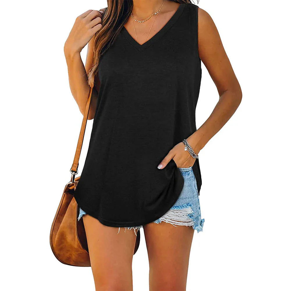 Elunara - Cotton Sleeveless V-neck Top