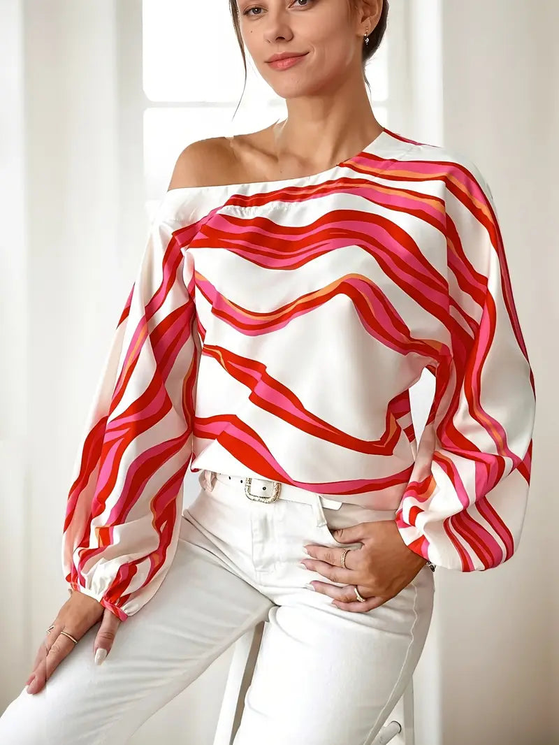 Ivora – Elegant One-shoulder Long-sleeved Blouse