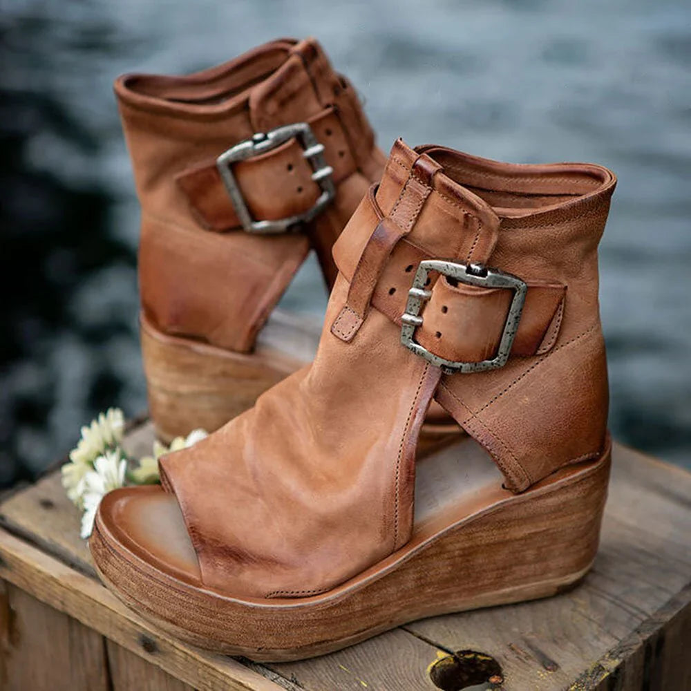 Sivaya – Vintage Leather Wedge Sandals