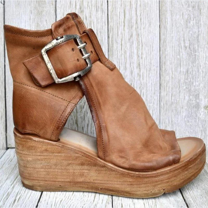 Sivaya – Vintage Leather Wedge Sandals