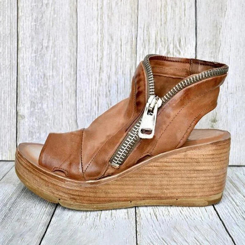Sivaya – Vintage Leather Wedge Sandals