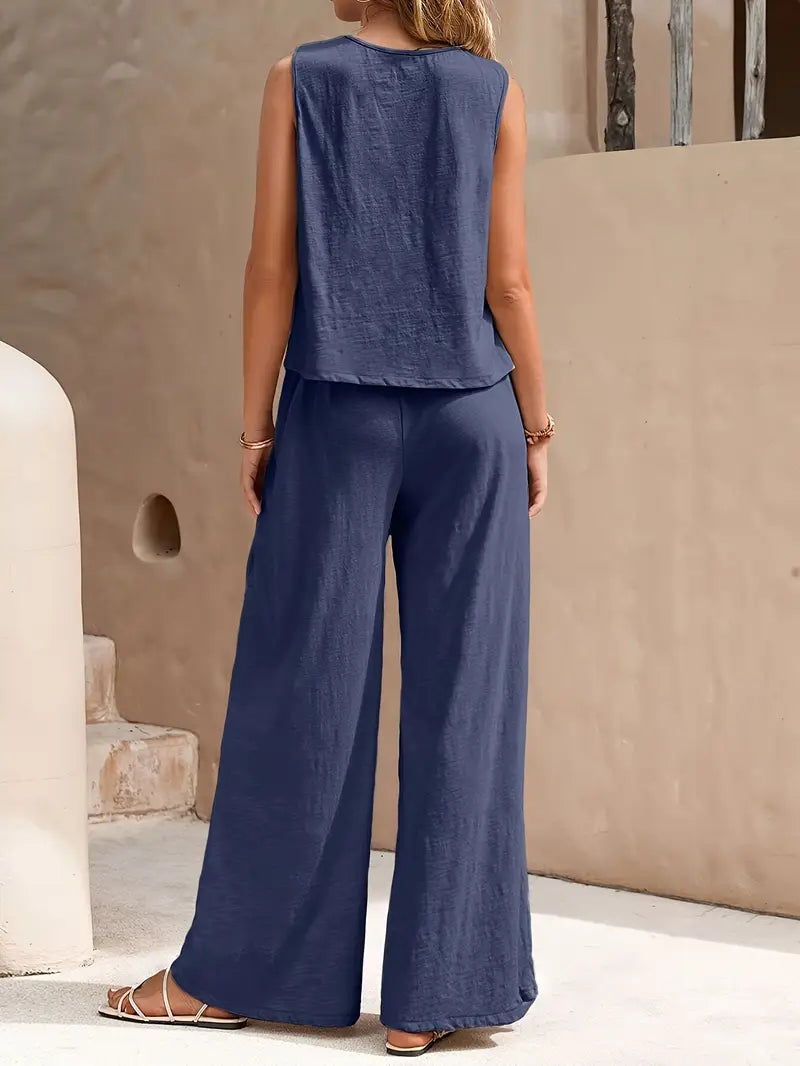 Armiela – Minimalist Sleeveless Wide-leg Trousers