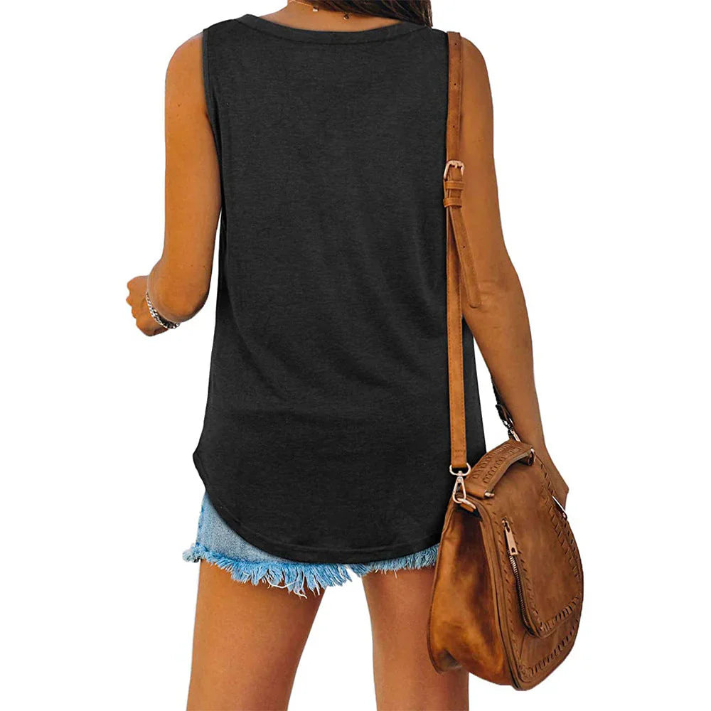Elunara - Cotton Sleeveless V-neck Top