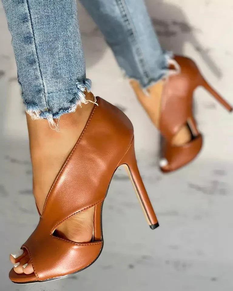 Zyphirae - Stylish Open-Toe Leather Stilettos