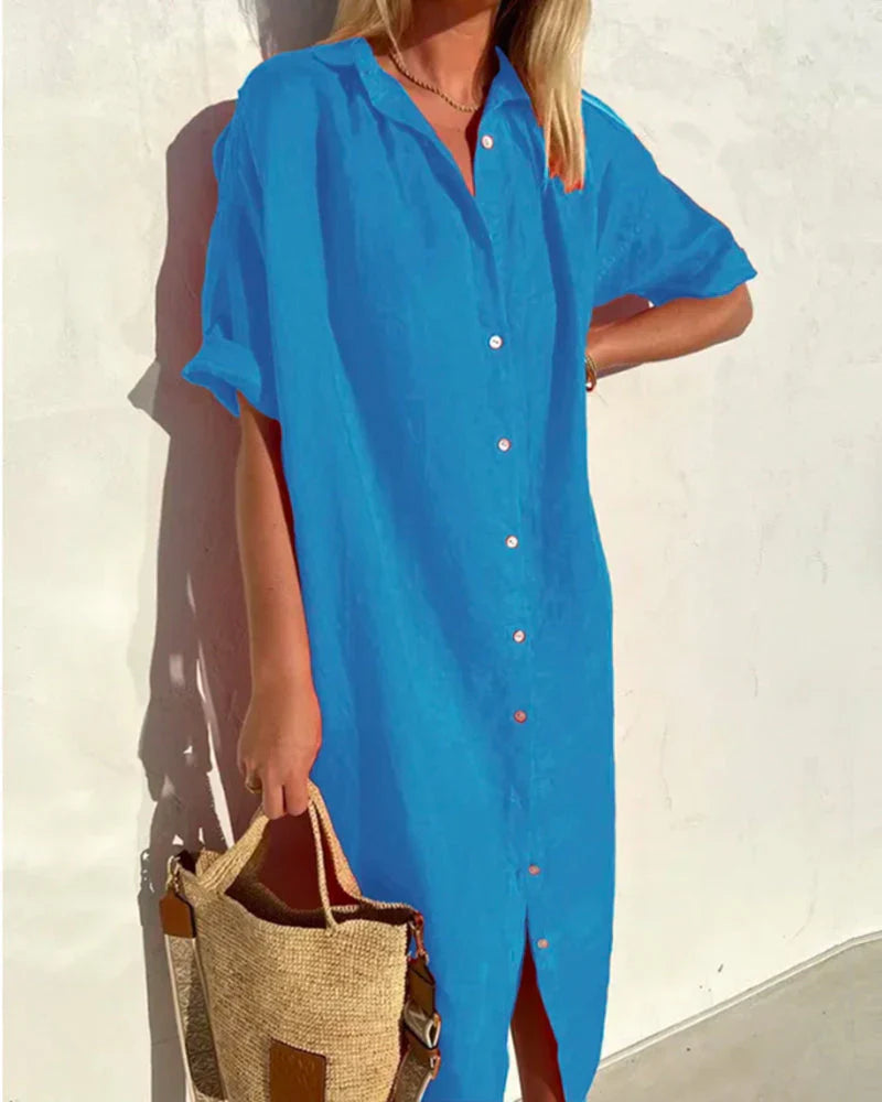 Thessaly – Cotton Linen Shirt Dress