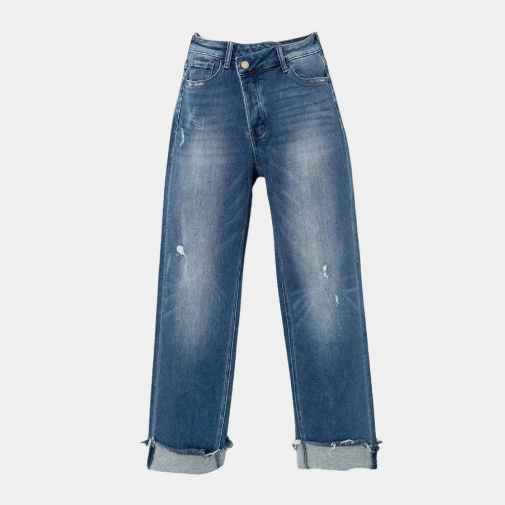 Ginny – High-rise Straight-leg Turn-up Jeans