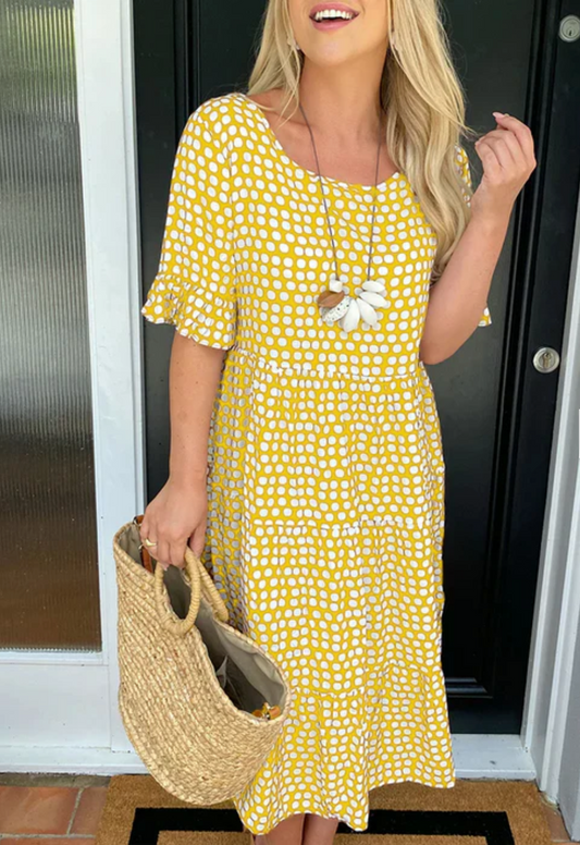 Mikayla – Round Neck Dress with Polka Dots