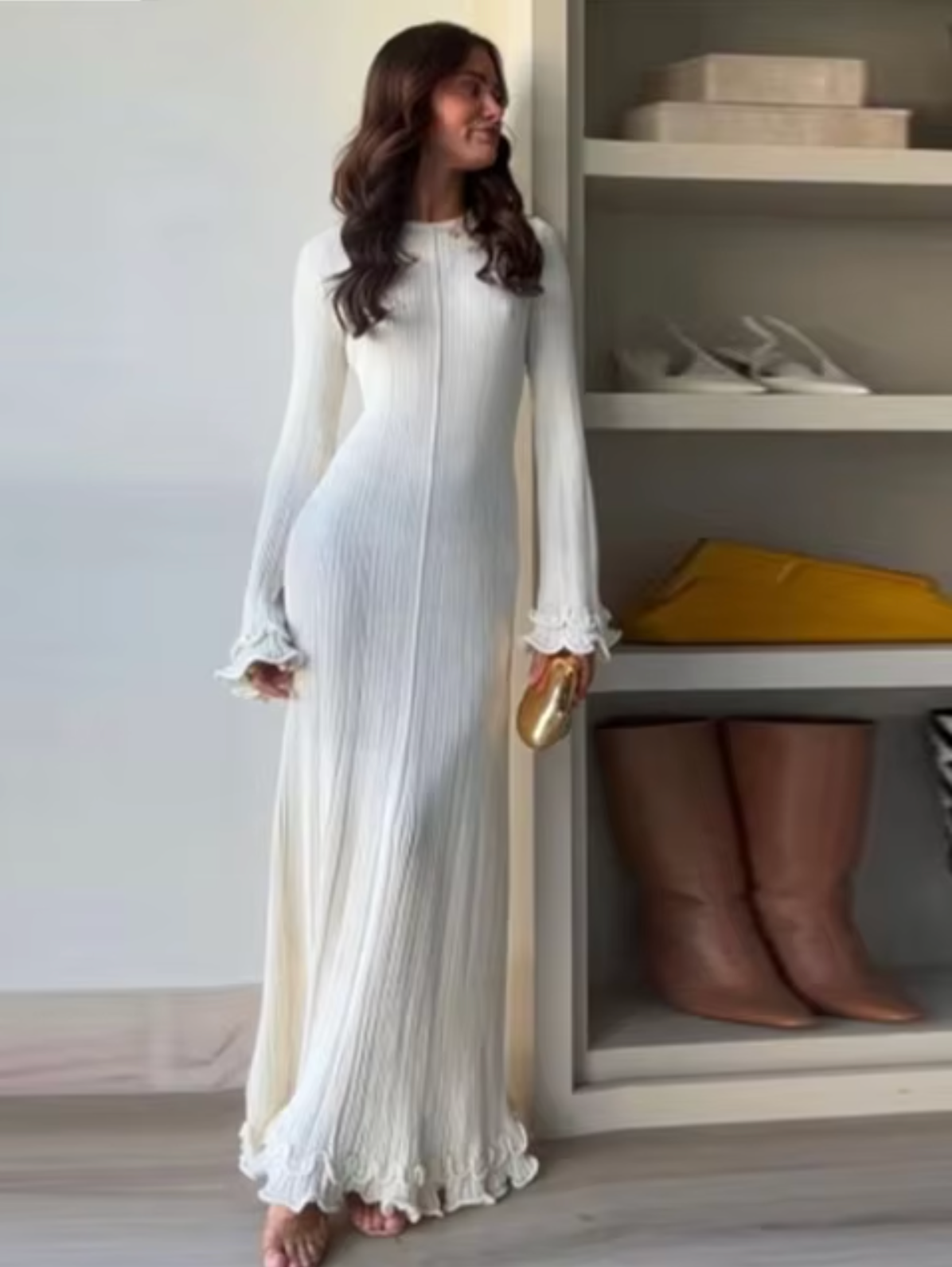 Tanja – Ruffle Hem Knitted Maxi Dress