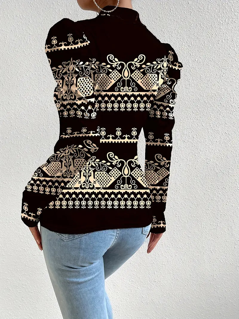 Lilienne - Vintage-style Long-sleeved Satin Blouse