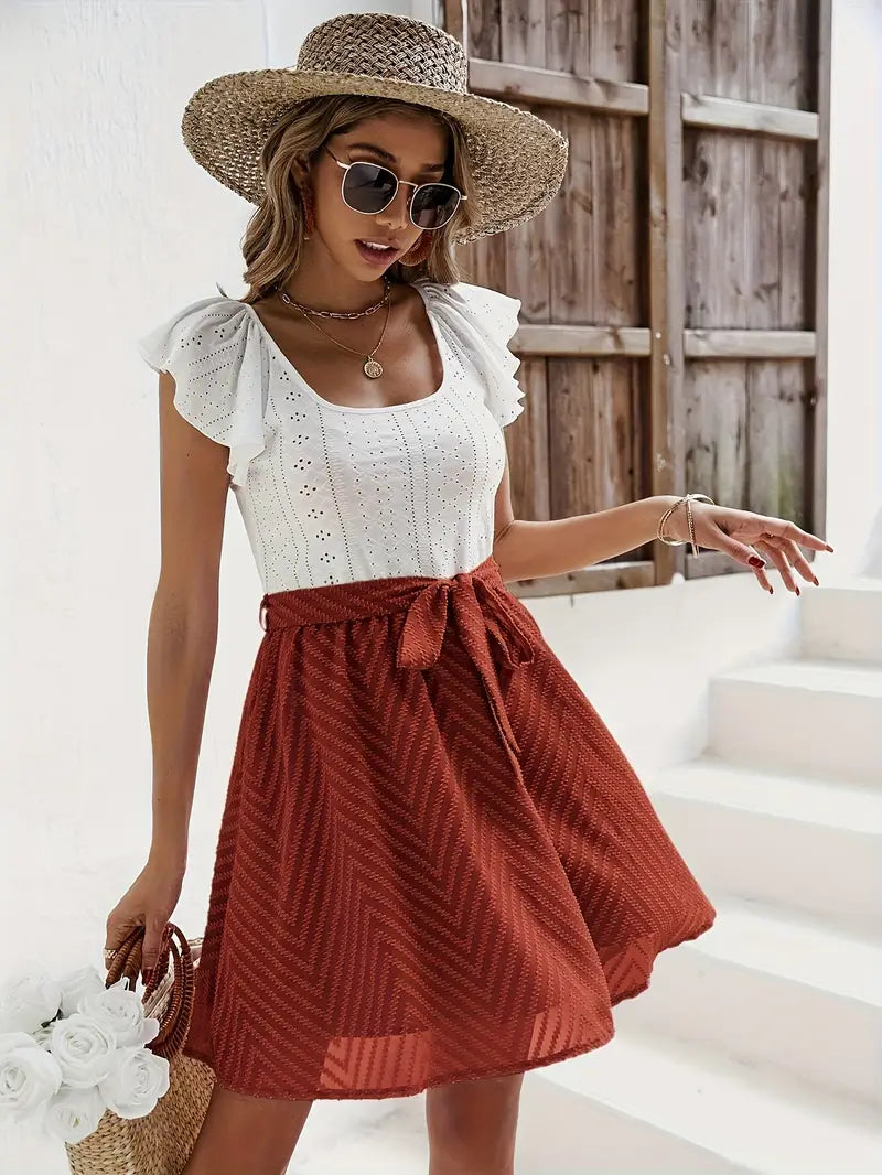 Wilhelmina – Cap-sleeve Top and Waist-waisted Skirt Set