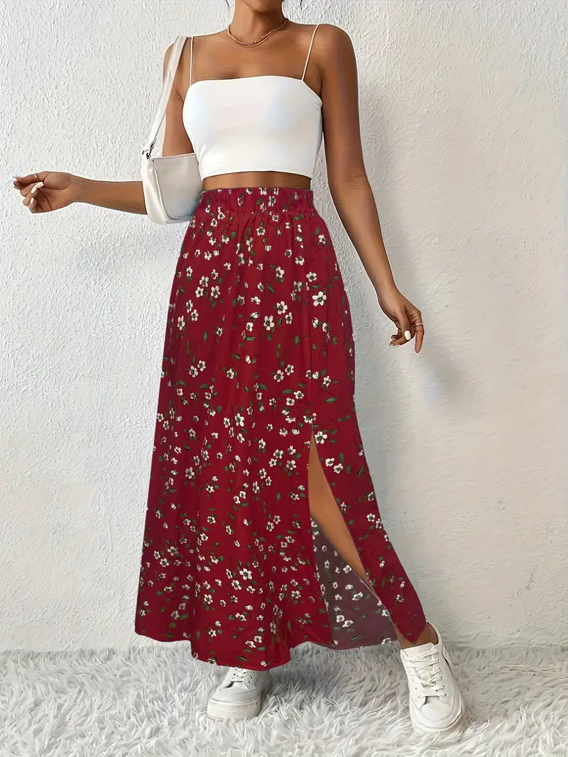 Louvina – Maxi Skirt with Floral Slit