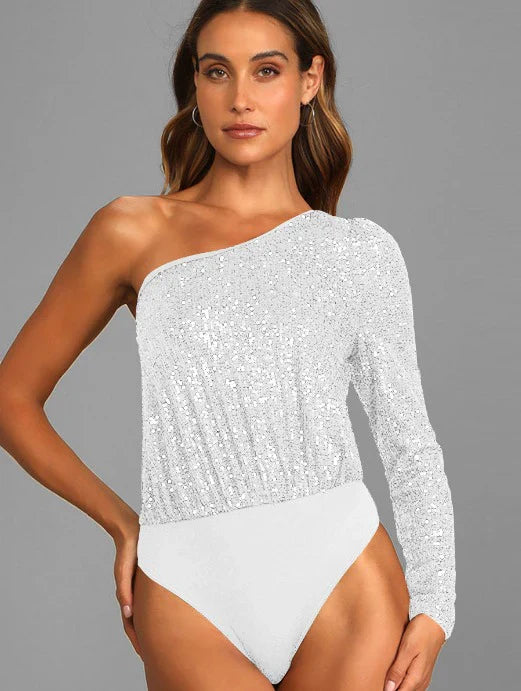Ballentine – Sequined One-Shoulder Top