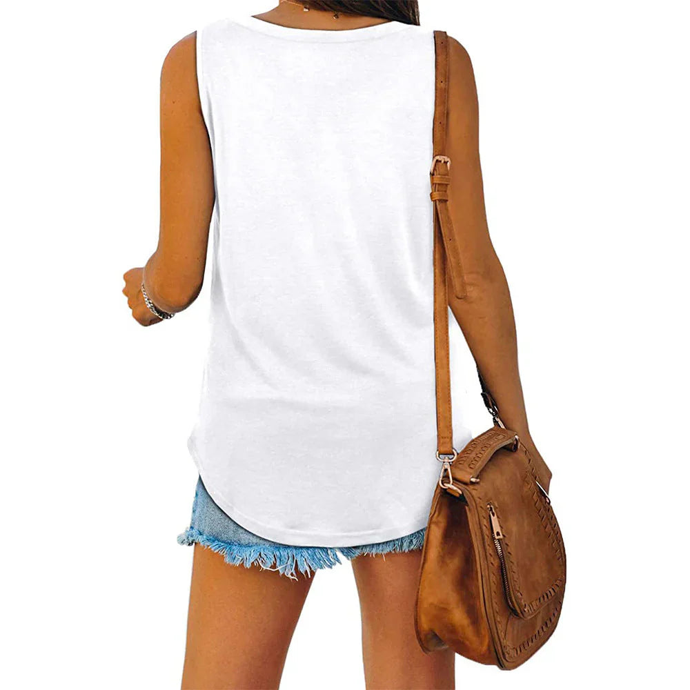 Elunara - Cotton Sleeveless V-neck Top