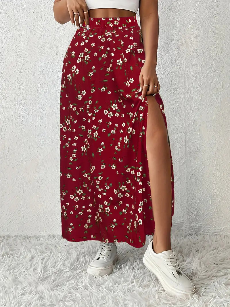 Louvina – Maxi Skirt with Floral Slit