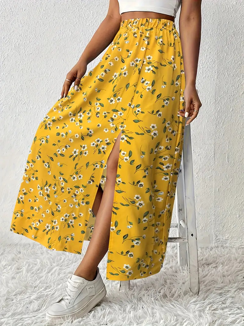 Louvina – Maxi Skirt with Floral Slit