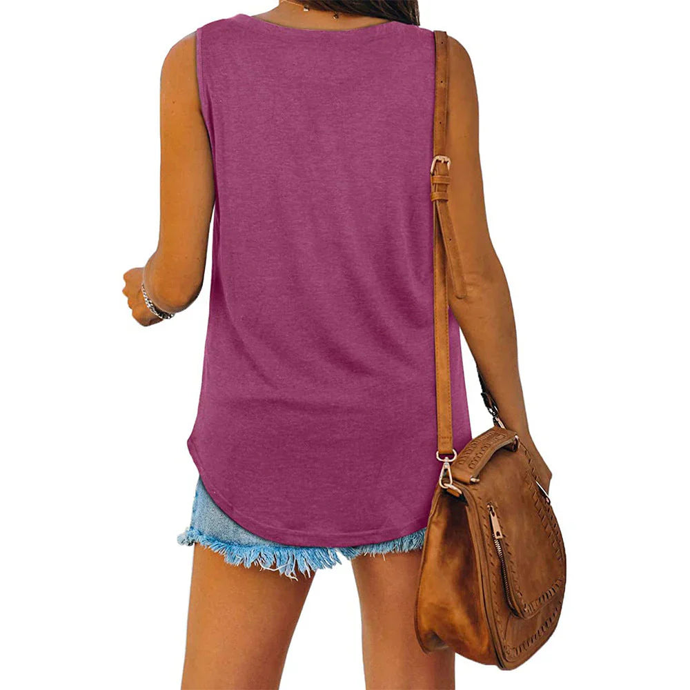 Elunara - Cotton Sleeveless V-neck Top