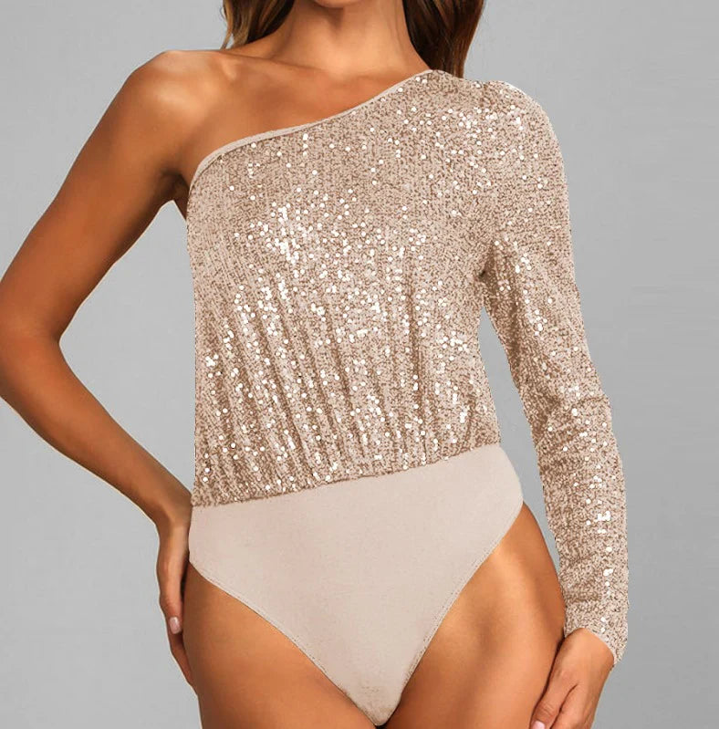Ballentine – Sequined One-Shoulder Top