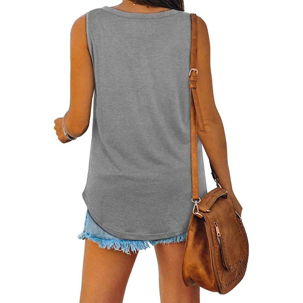 Elunara - Cotton Sleeveless V-neck Top