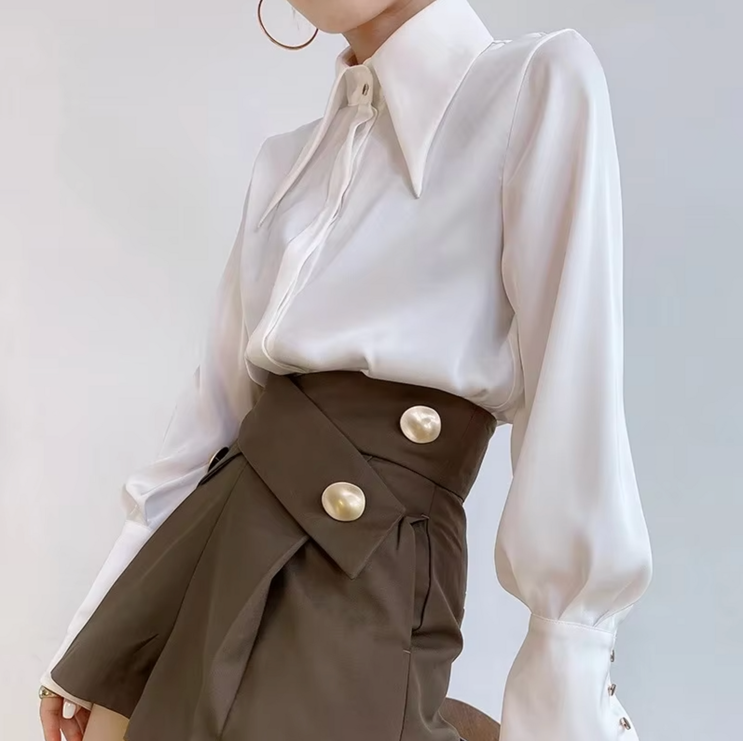 Millicent – Elegant Long-sleeved Satin Blouse