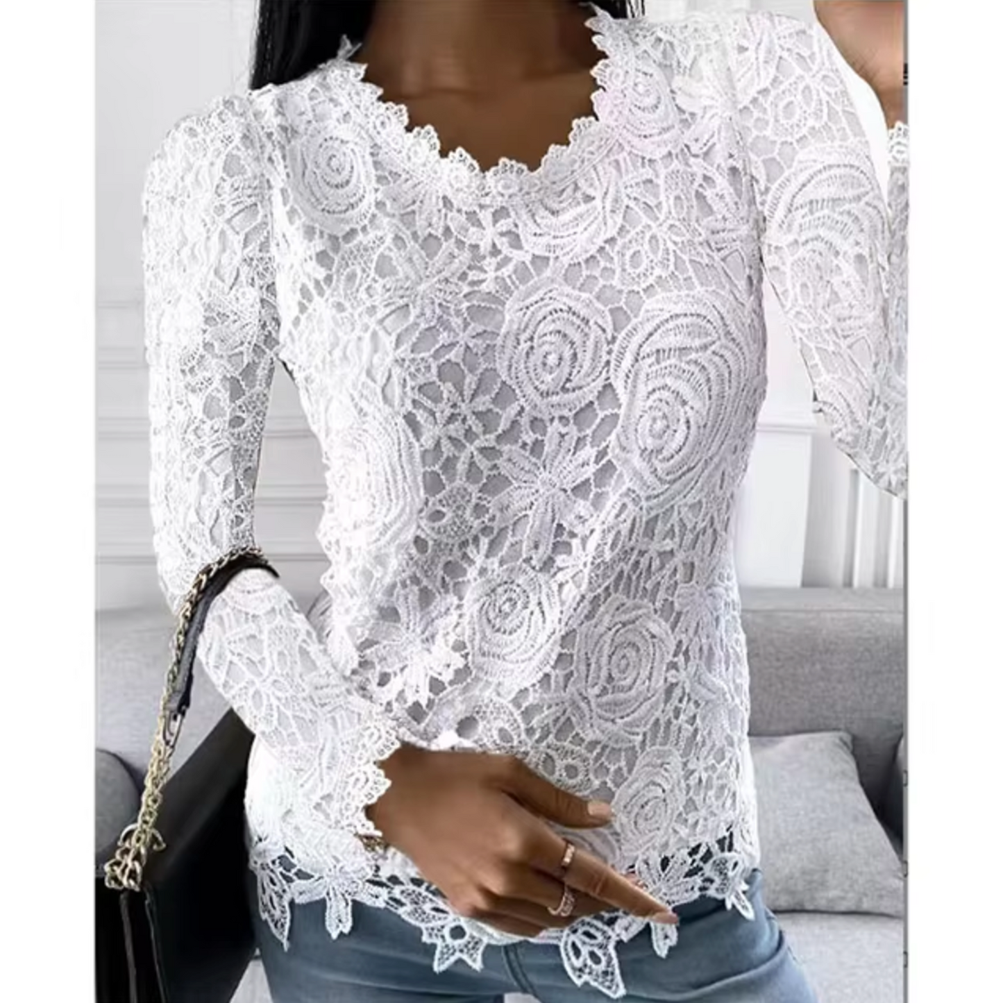 Hallie – Elegant Lace Floral Top
