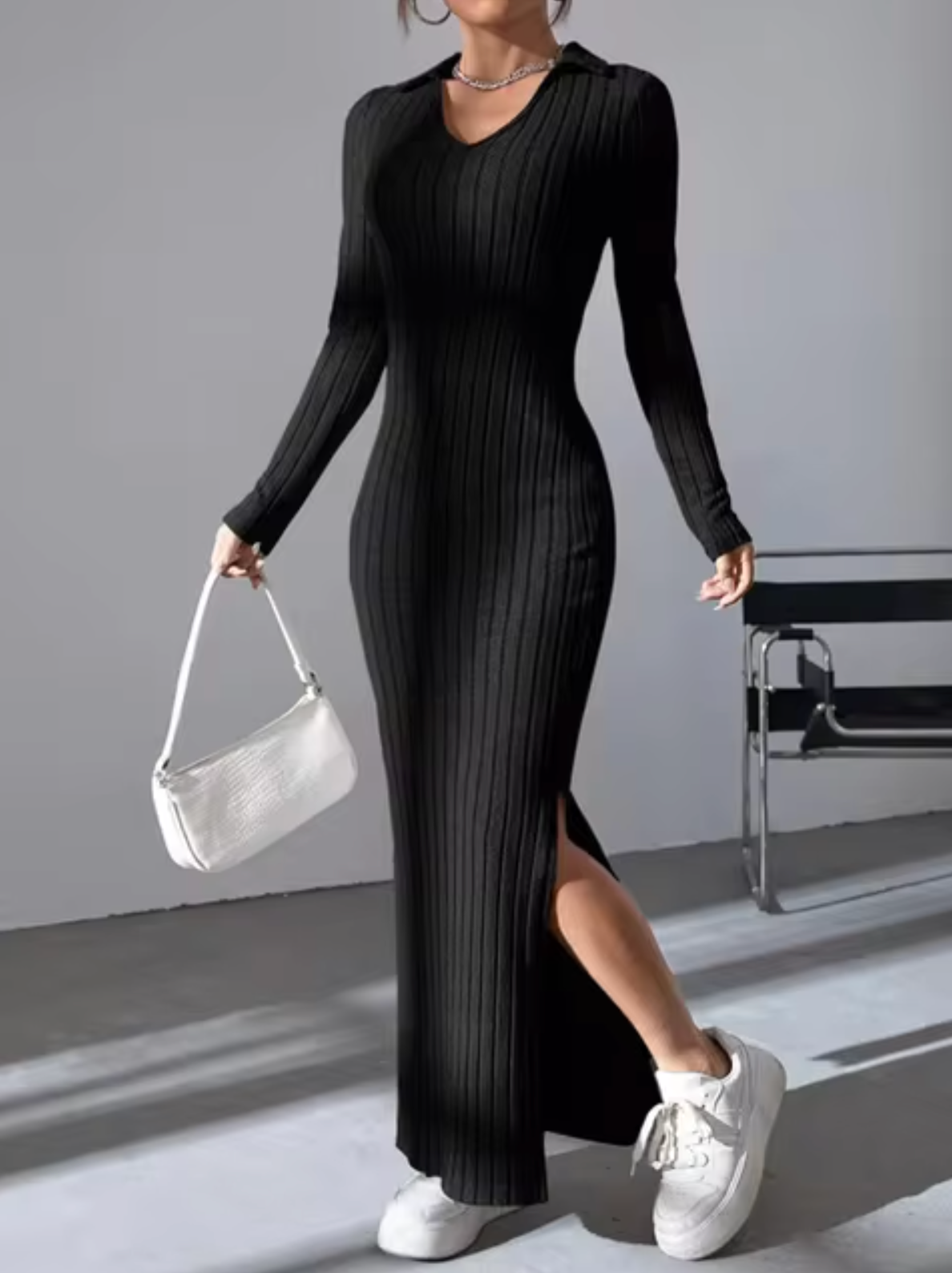 Enna – Casual Long Knitted Dress