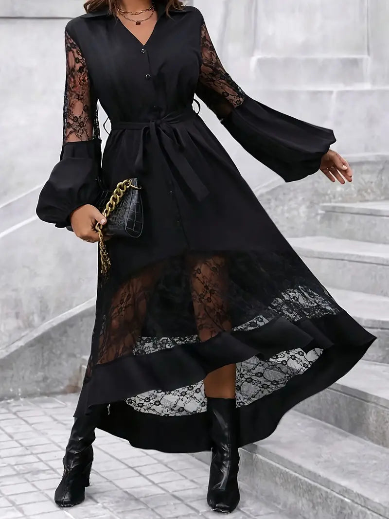 Kristine - Chic Lace V-neck Dress