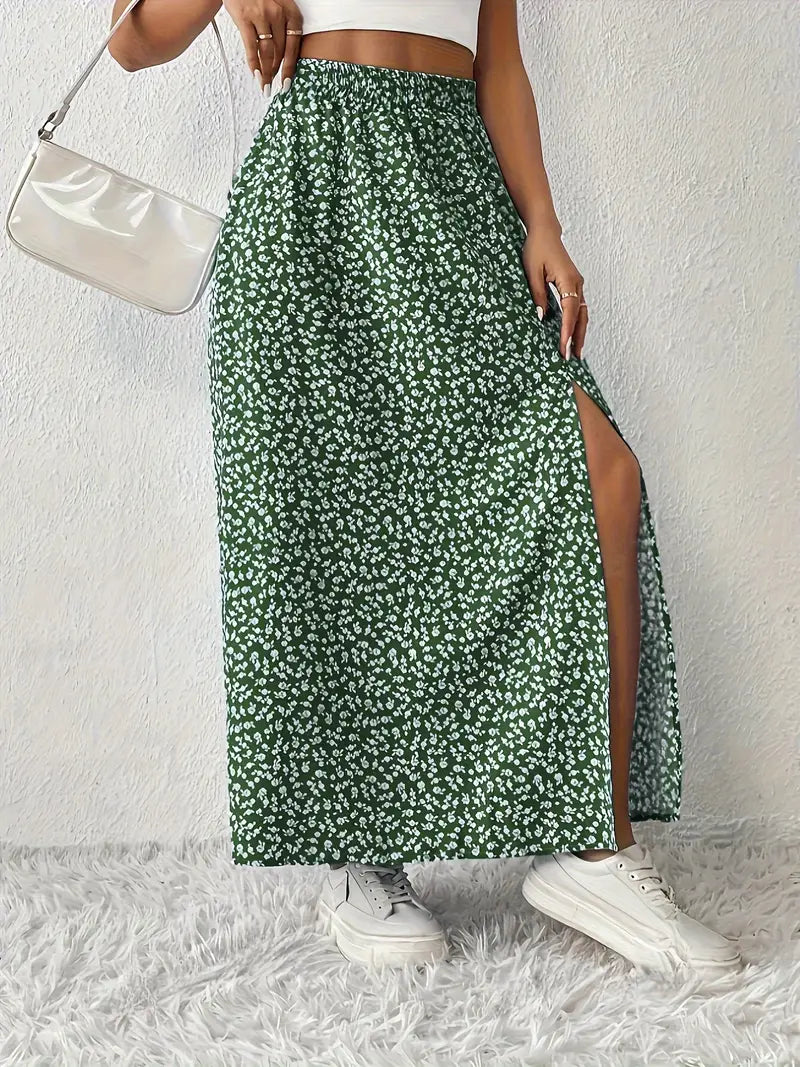 Aori – Elegant High-waisted Maxi Skirts with Floral Print