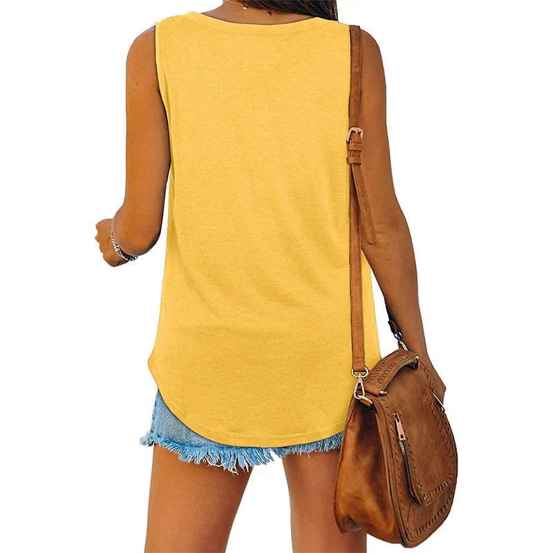 Elunara - Cotton Sleeveless V-neck Top