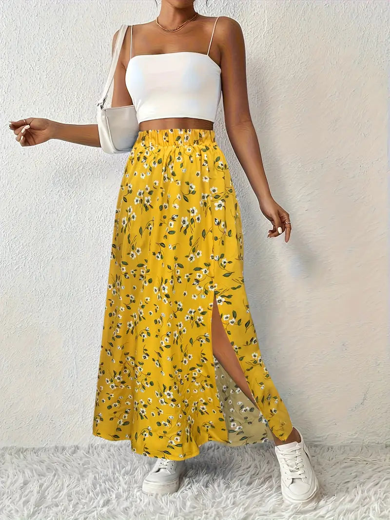 Louvina – Maxi Skirt with Floral Slit