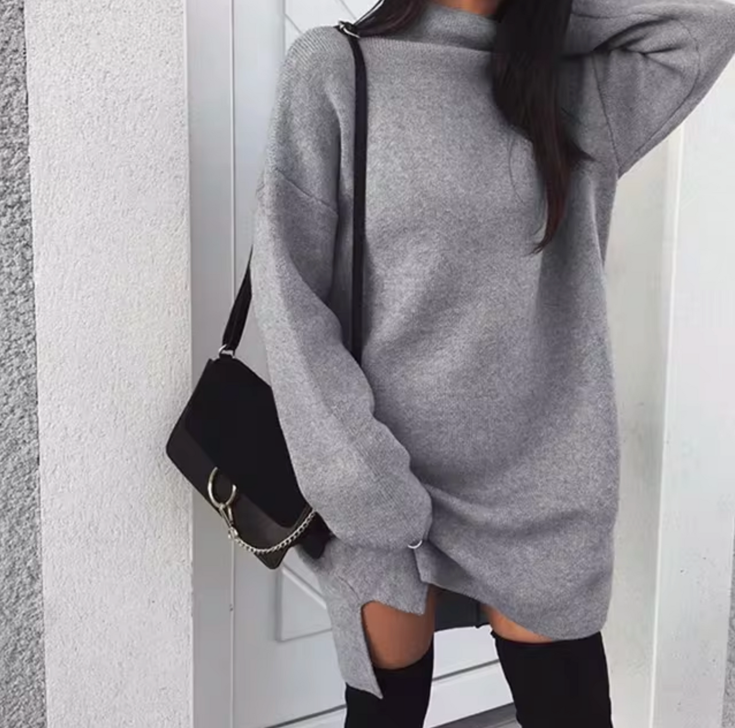 Bezy – Knitted Turtleneck Loose Dress