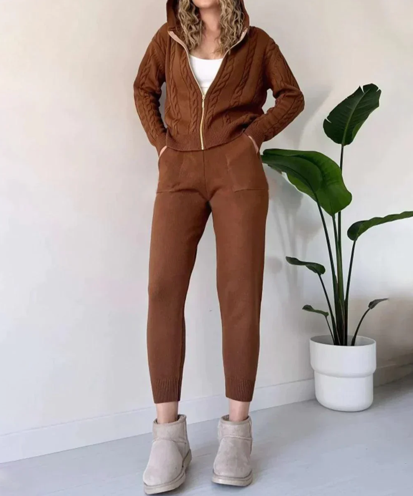 Kalleen – Two-piece Hooded Cardigan and Pants Set
