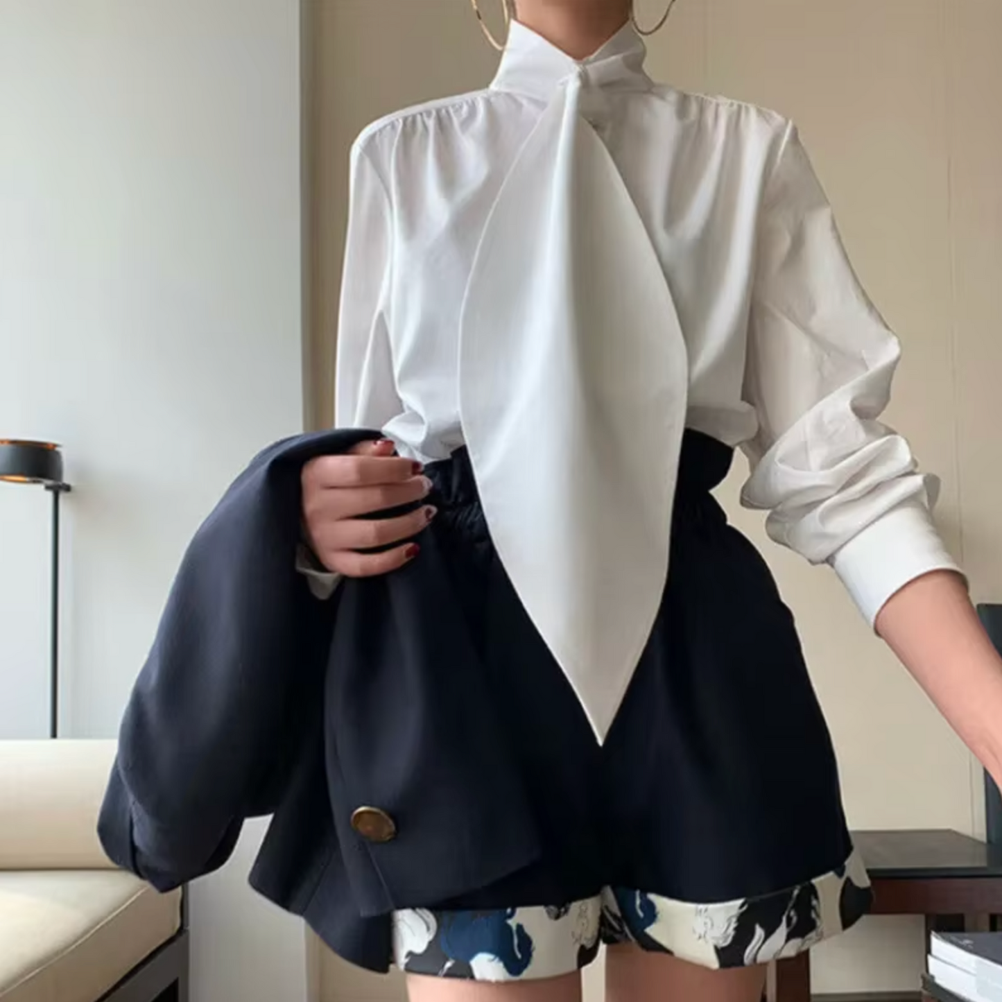 Selda – Cotton High Collar Blouse