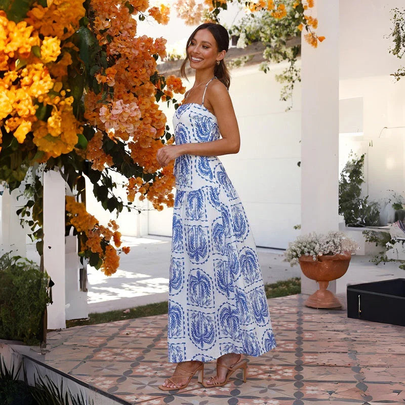 Aquila – Cotton Linen Halterneck Maxi Dress