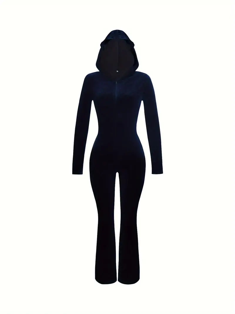 Mimi – Velvet Hooded Jumpsuit